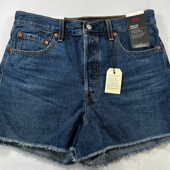 Levi's Ribcage Denim Shorts in Noe Five Size 31 NEW!