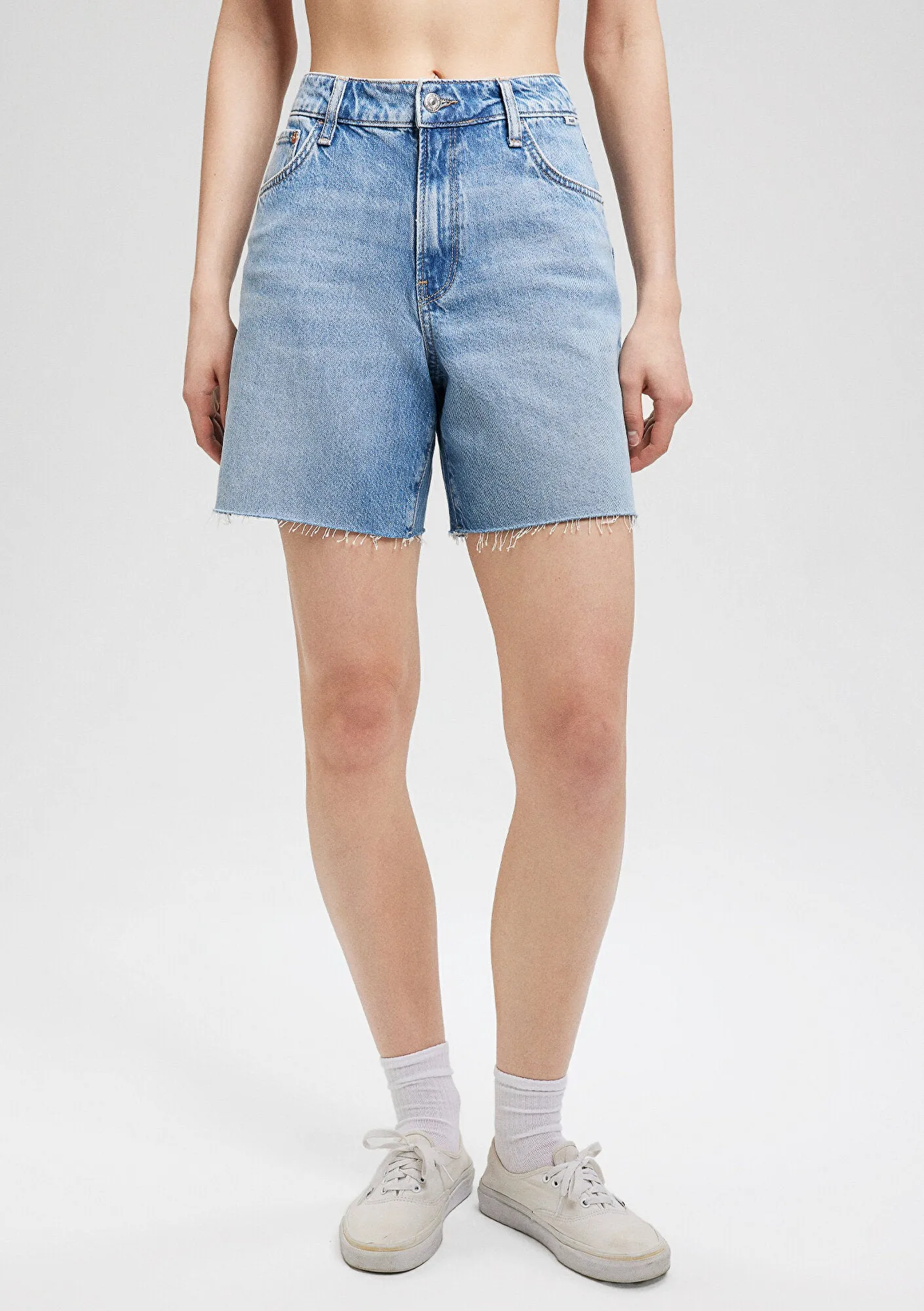 Lidia Mid Brushed Denim Jean Shorts