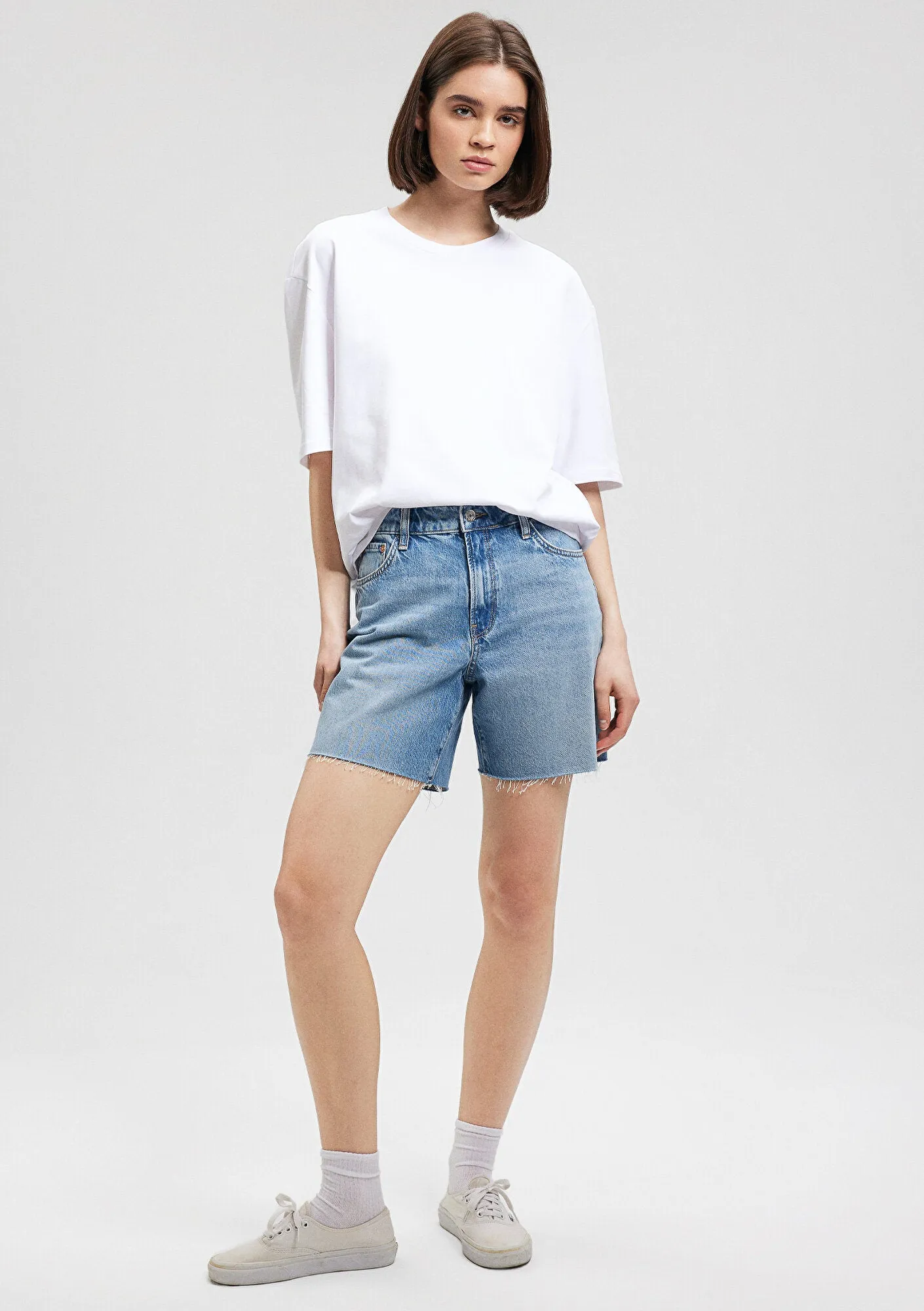 Lidia Mid Brushed Denim Jean Shorts