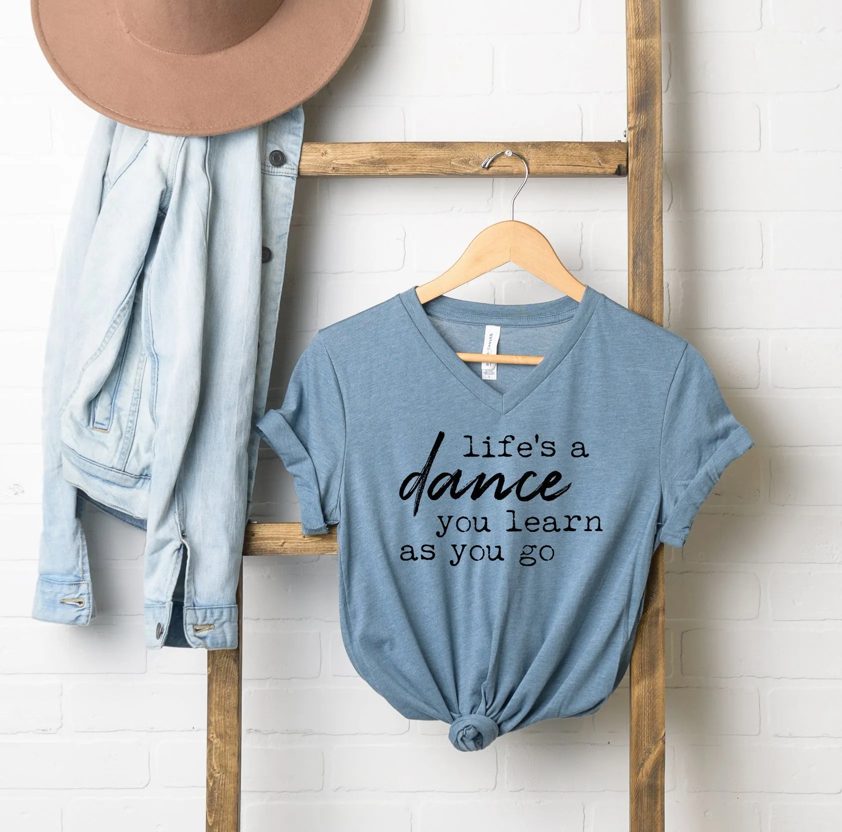 Life's a Dance you Learn as you Go | Short Sleeve V-Neck