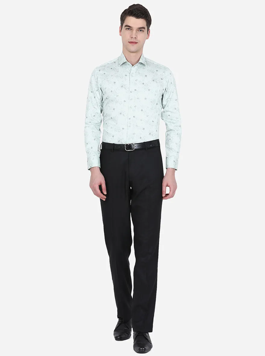 Light Green Printed Slim Fit Formal Shirt | Greenfibre