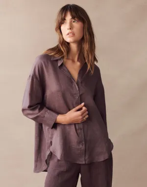 Little Lies Boyfriend Linen Shirt - Shiraz