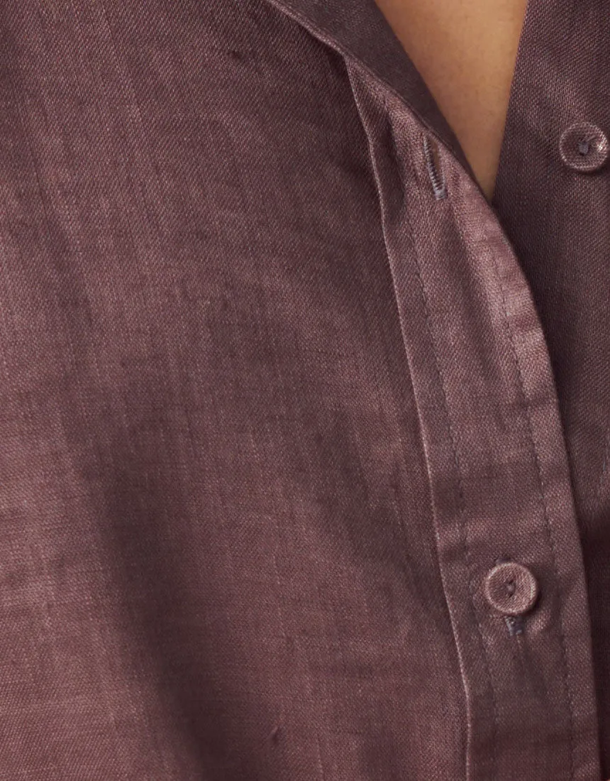 Little Lies Boyfriend Linen Shirt - Shiraz