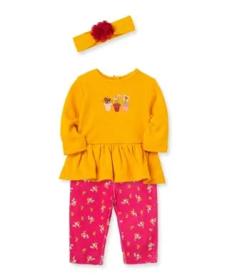 LIttle Me Flower Pots Bodysuit Set