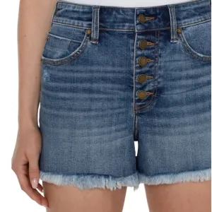 Liverpool - Christine Hi- Rise a-line fray hem shorts - Claymont