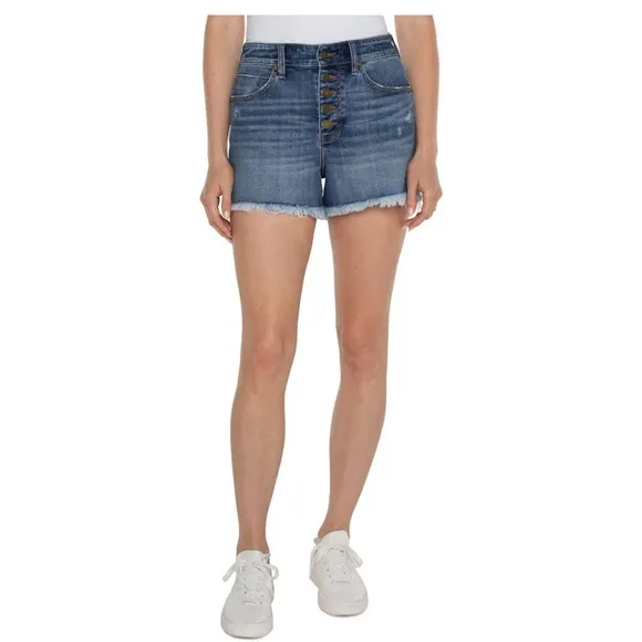 Liverpool - Christine Hi- Rise a-line fray hem shorts - Claymont