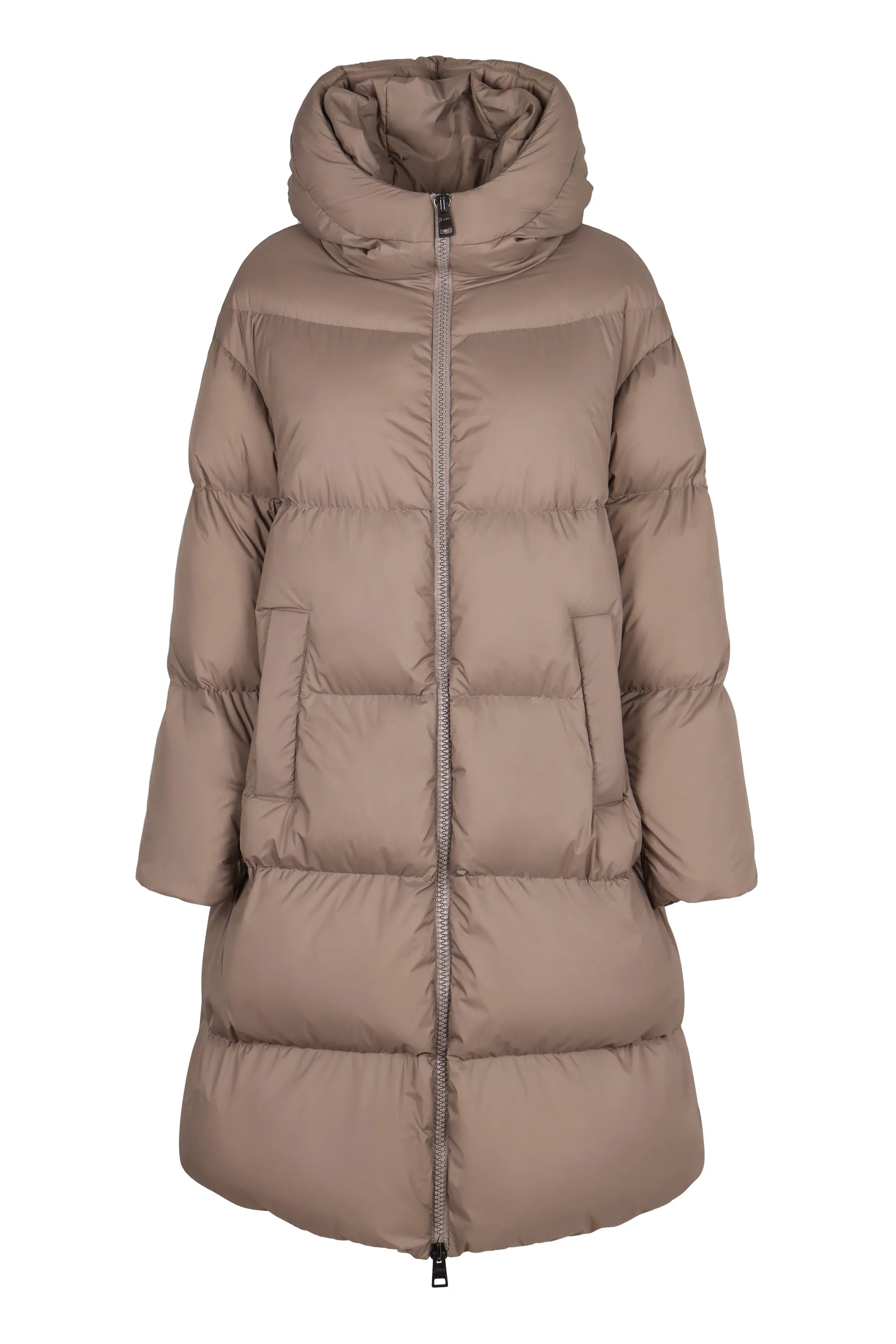 Long hooded down jacket