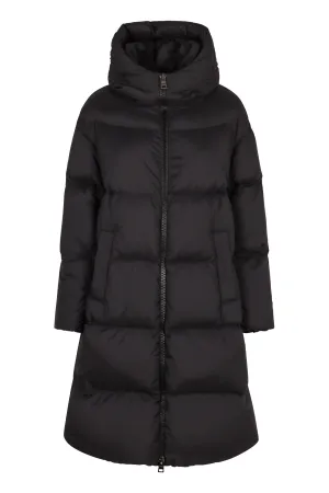 Long hooded down jacket