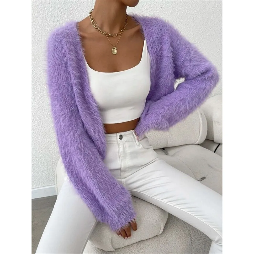 Loose Plush Short Knitted Jacket