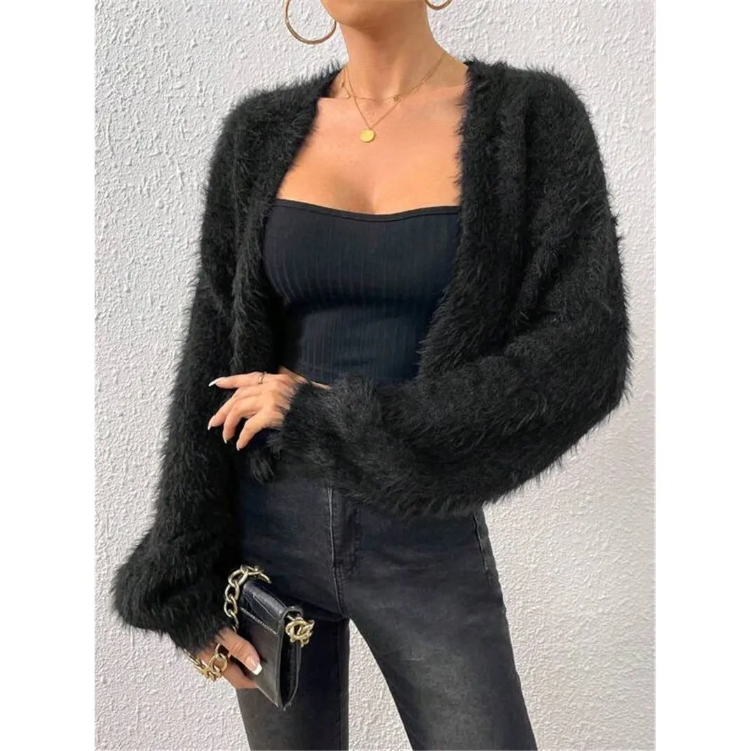 Loose Plush Short Knitted Jacket