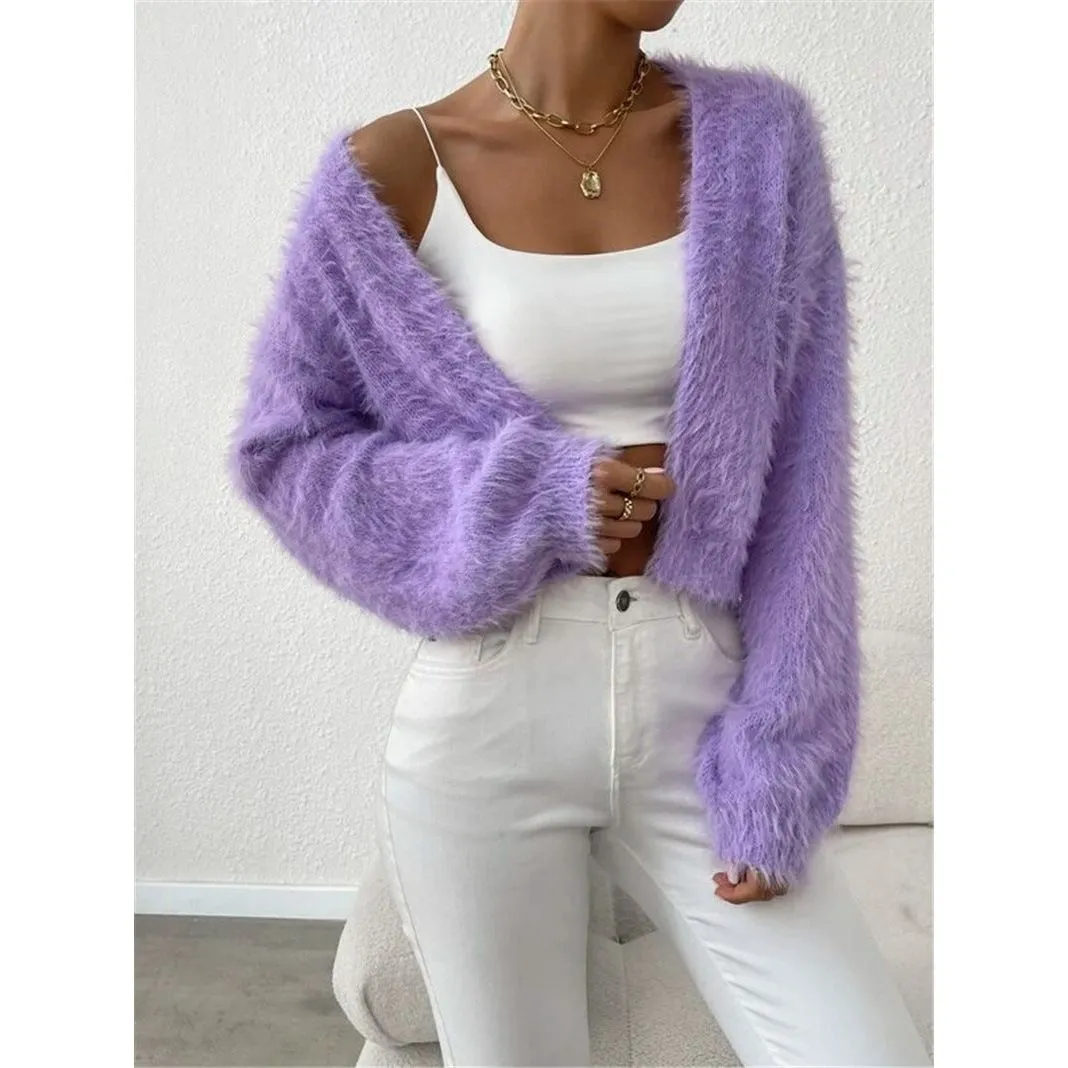 Loose Plush Short Knitted Jacket