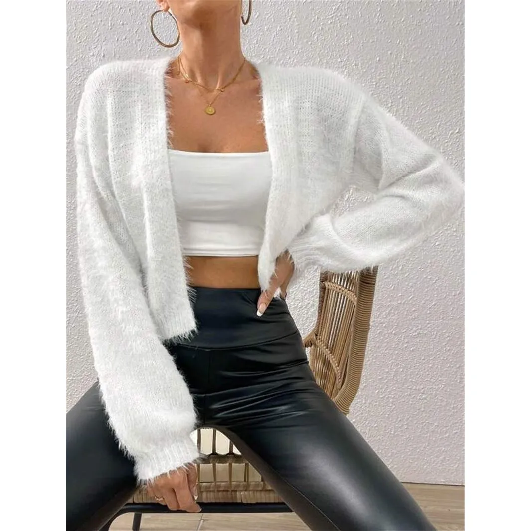 Loose Plush Short Knitted Jacket