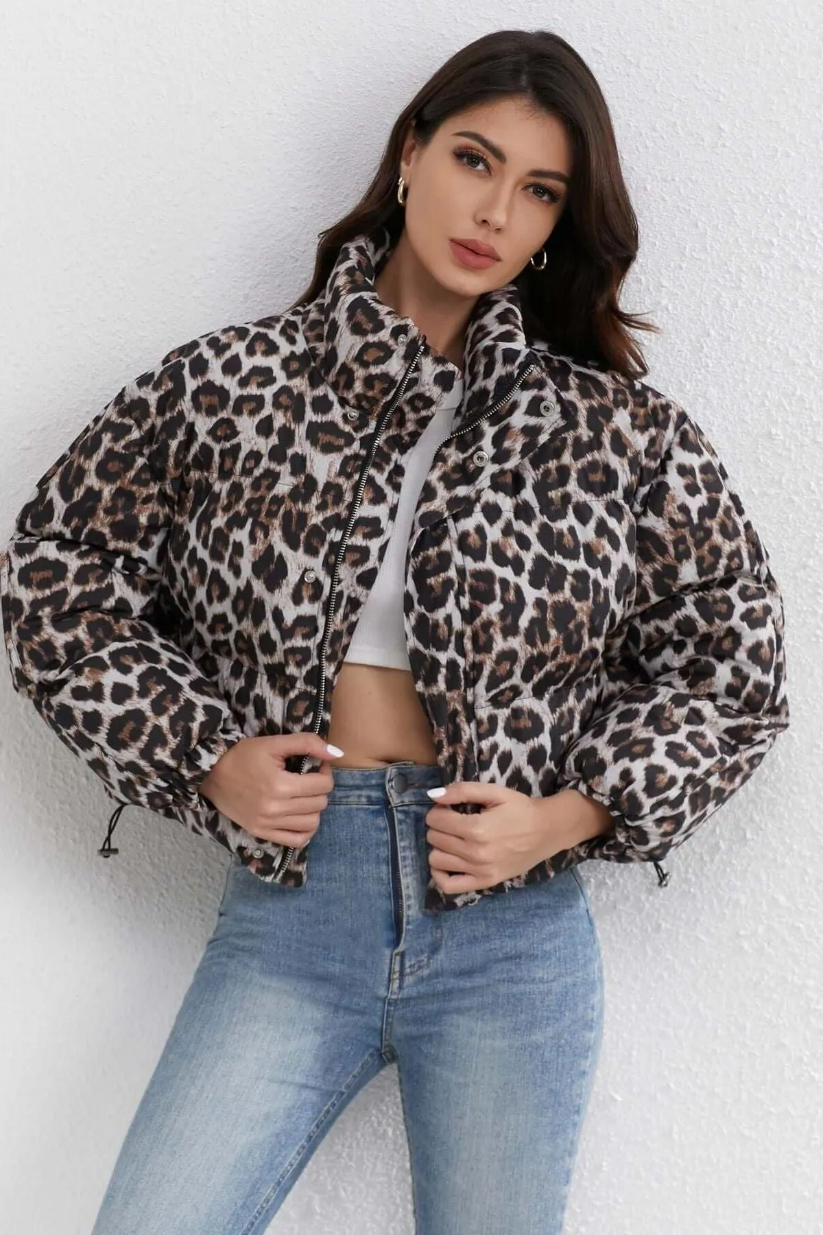 Loose Short Leopard Cotton Coat