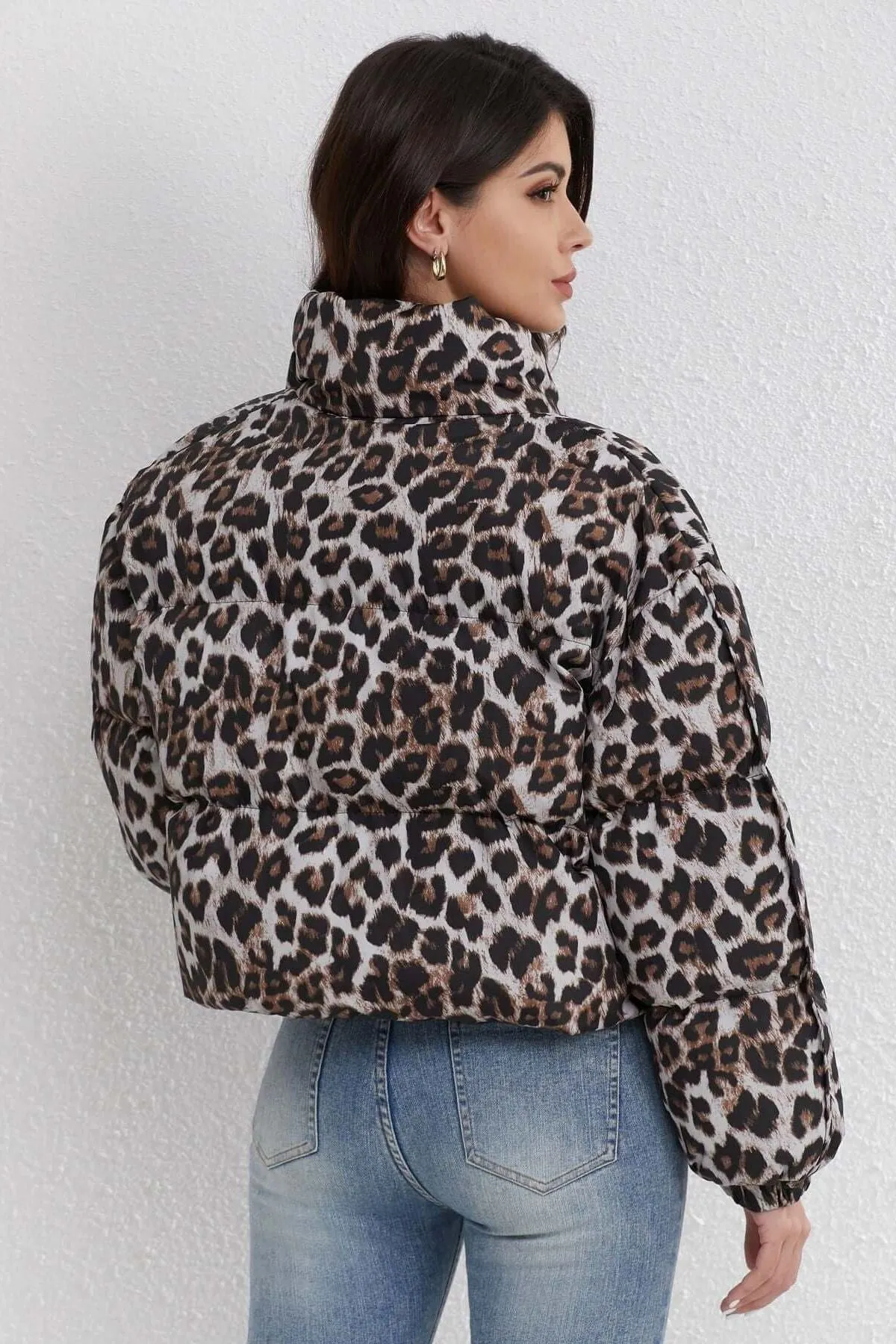 Loose Short Leopard Cotton Coat