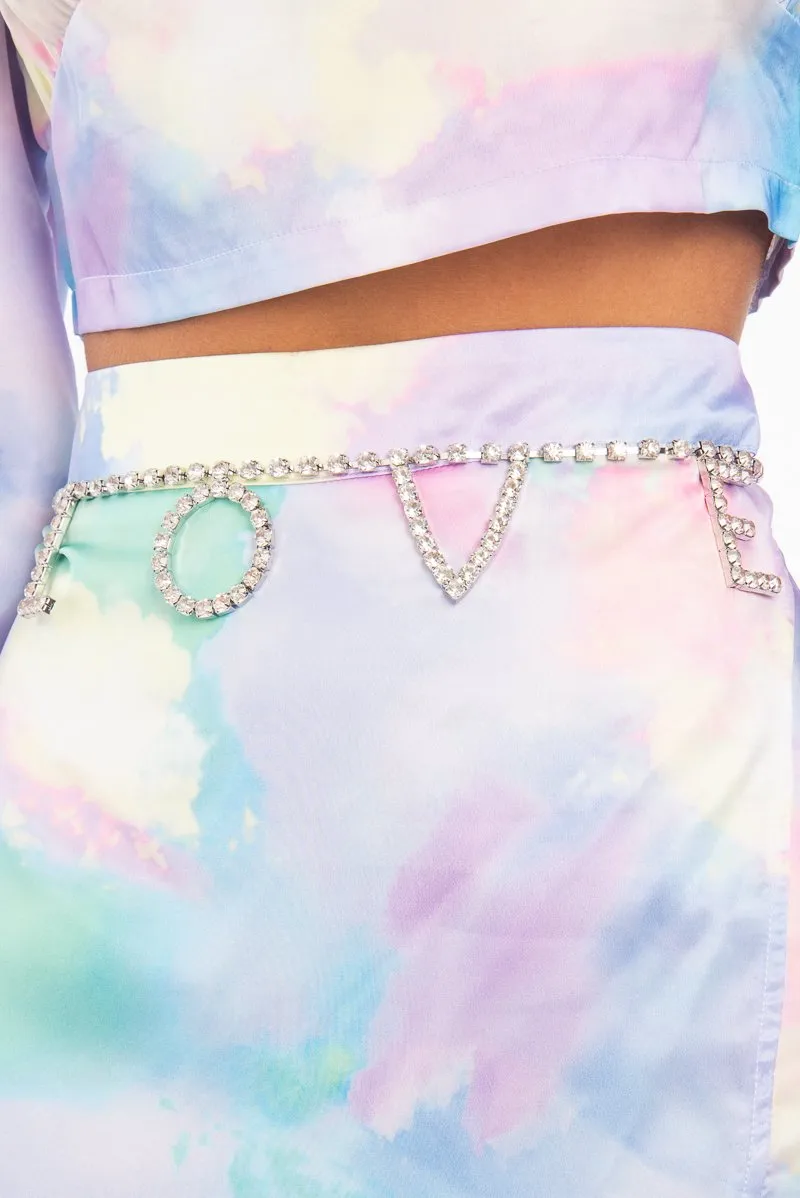 Love Slogan Diamante Belt - Bethanie
