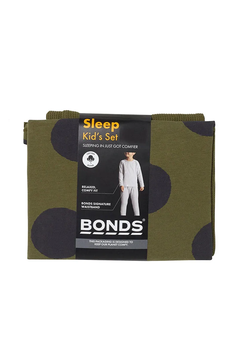 L/S Sleep Set Waffle - Army Green