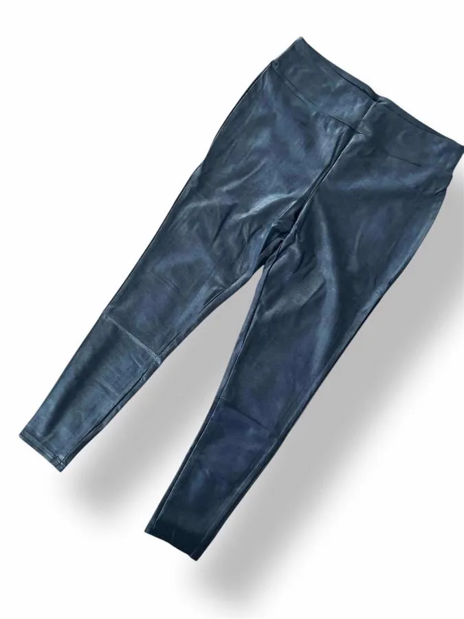 LUXE Leggings - Solid Maritime Blue Faux Leather