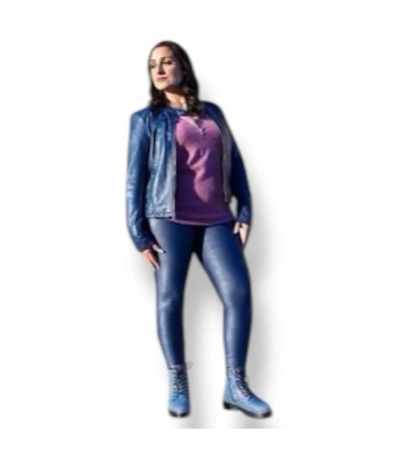 LUXE Leggings - Solid Maritime Blue Faux Leather
