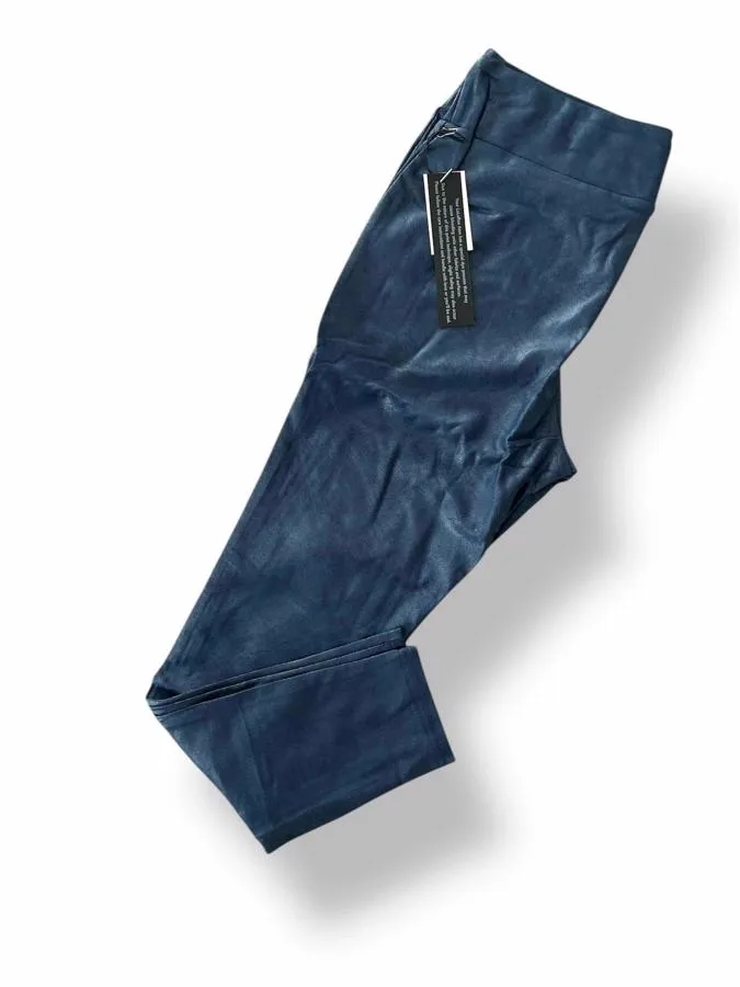 LUXE Leggings - Solid Maritime Blue Faux Leather