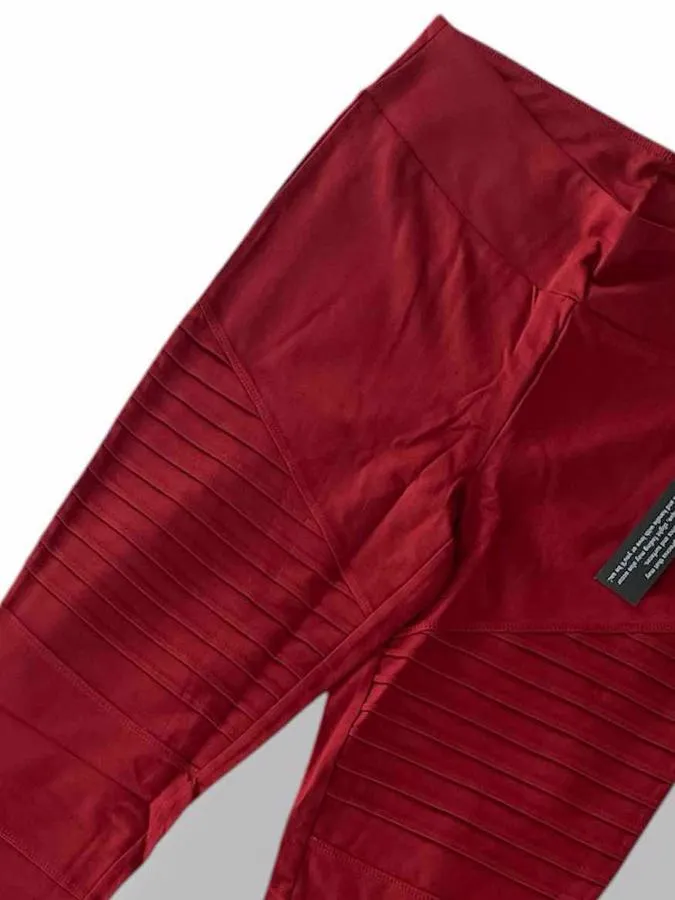 LUXE Leggings - Solid Syrah Red Moto