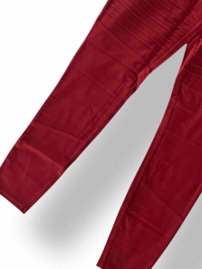LUXE Leggings - Solid Syrah Red Moto