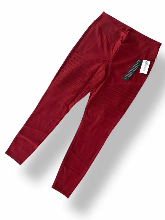 LUXE Leggings - Solid Syrah Red Moto