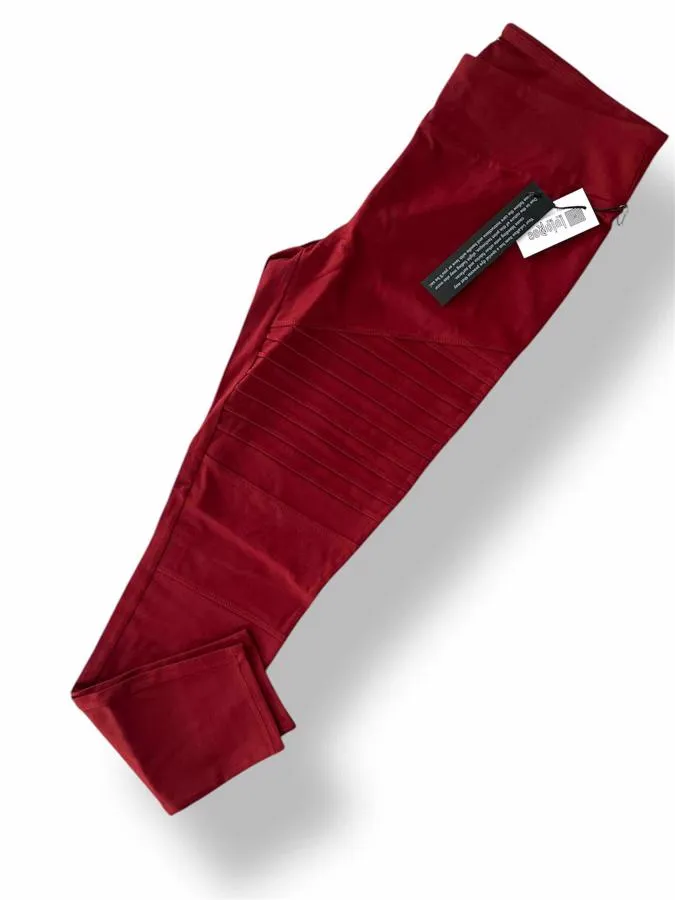 LUXE Leggings - Solid Syrah Red Moto