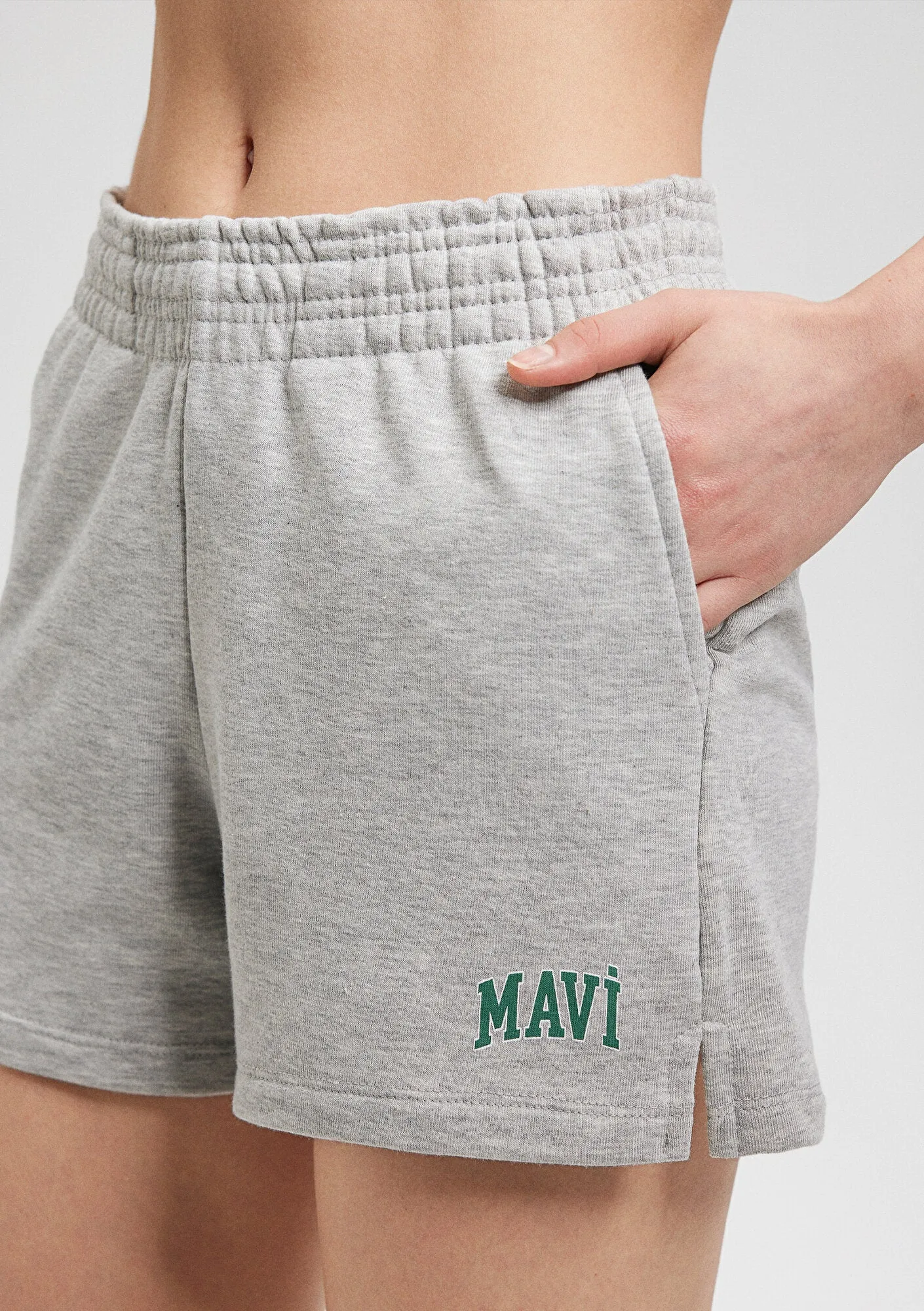 Mavi Logo Printed Grey Shorts