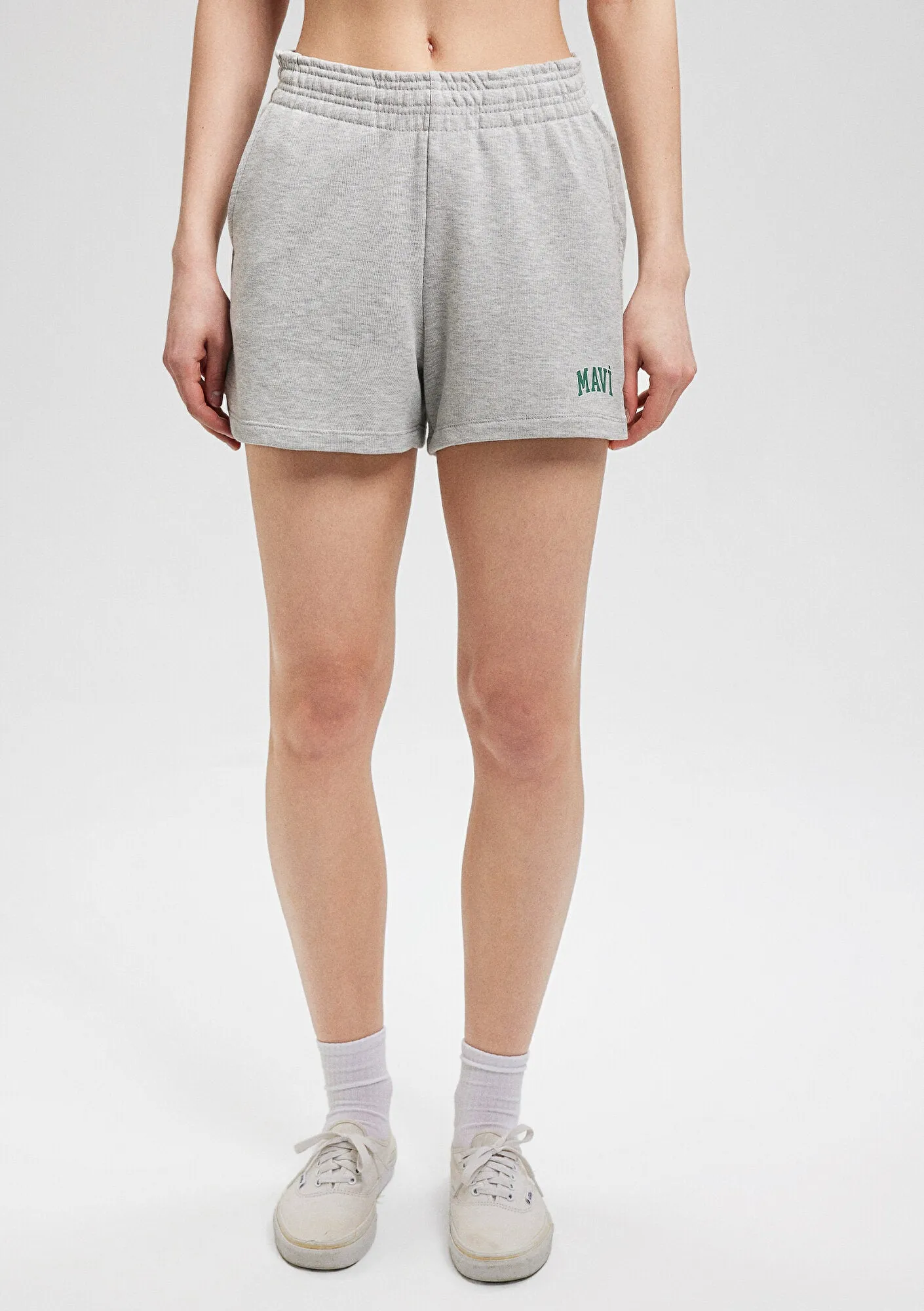 Mavi Logo Printed Grey Shorts