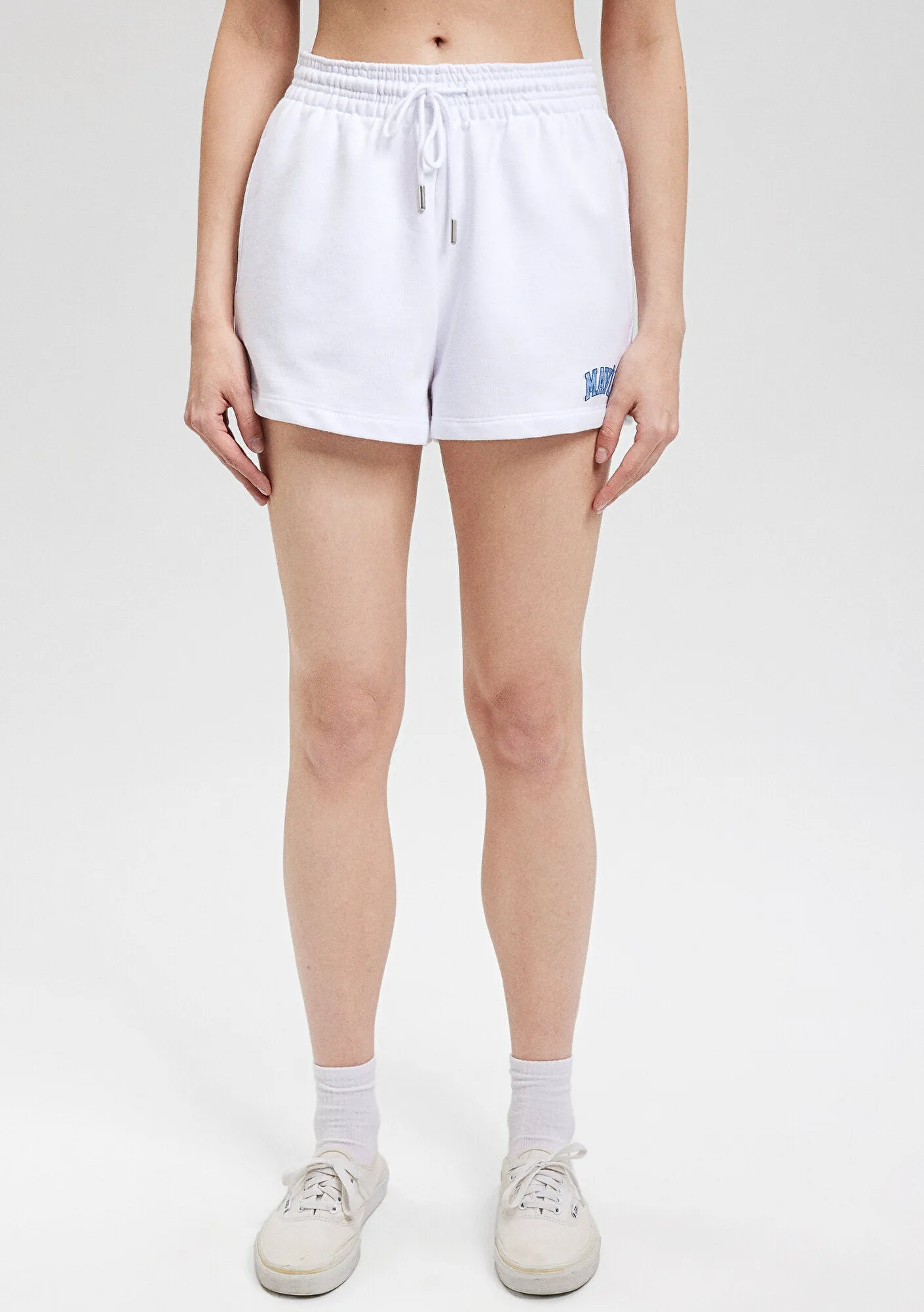 Mavi Logo Printed White Shorts