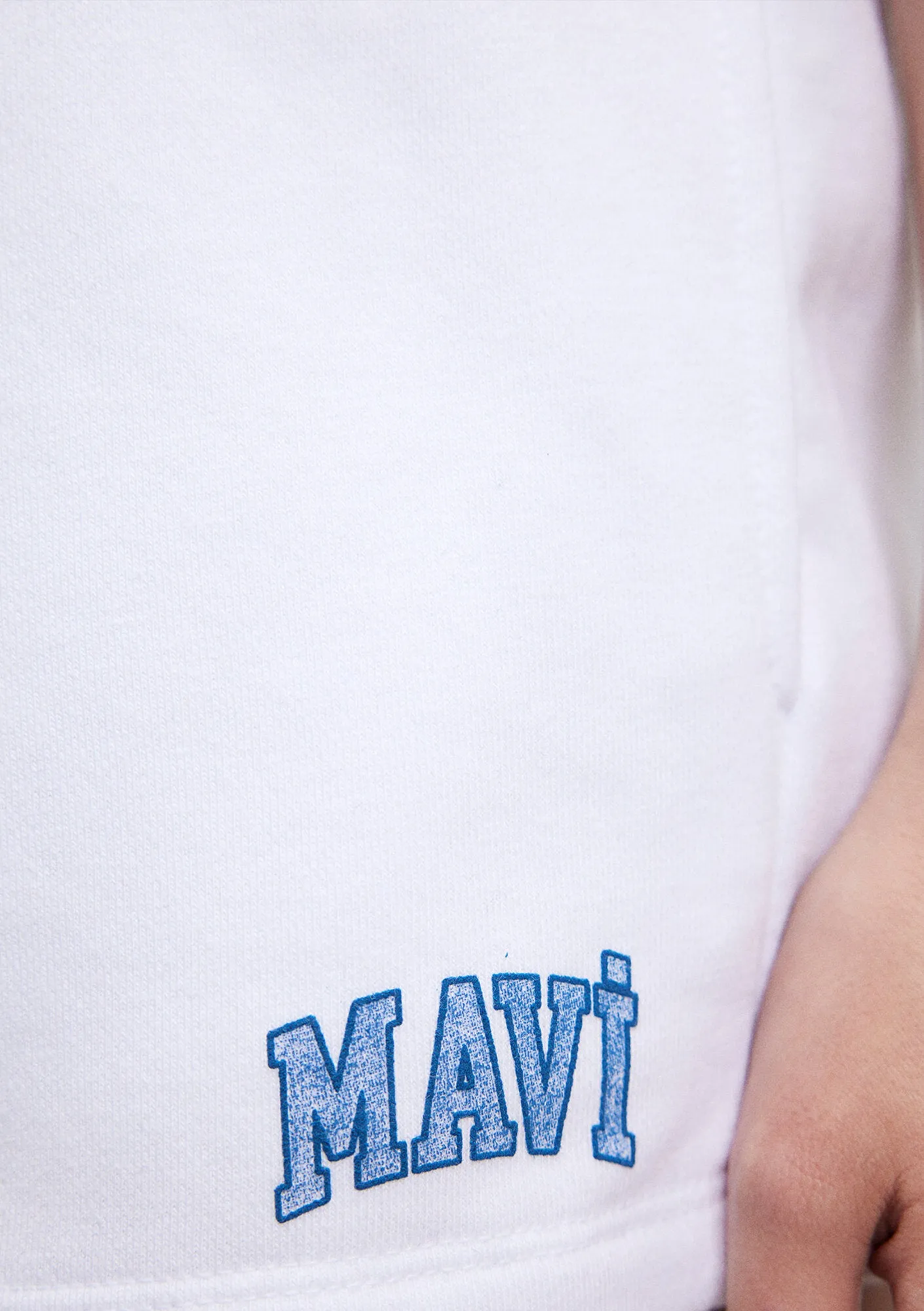 Mavi Logo Printed White Shorts