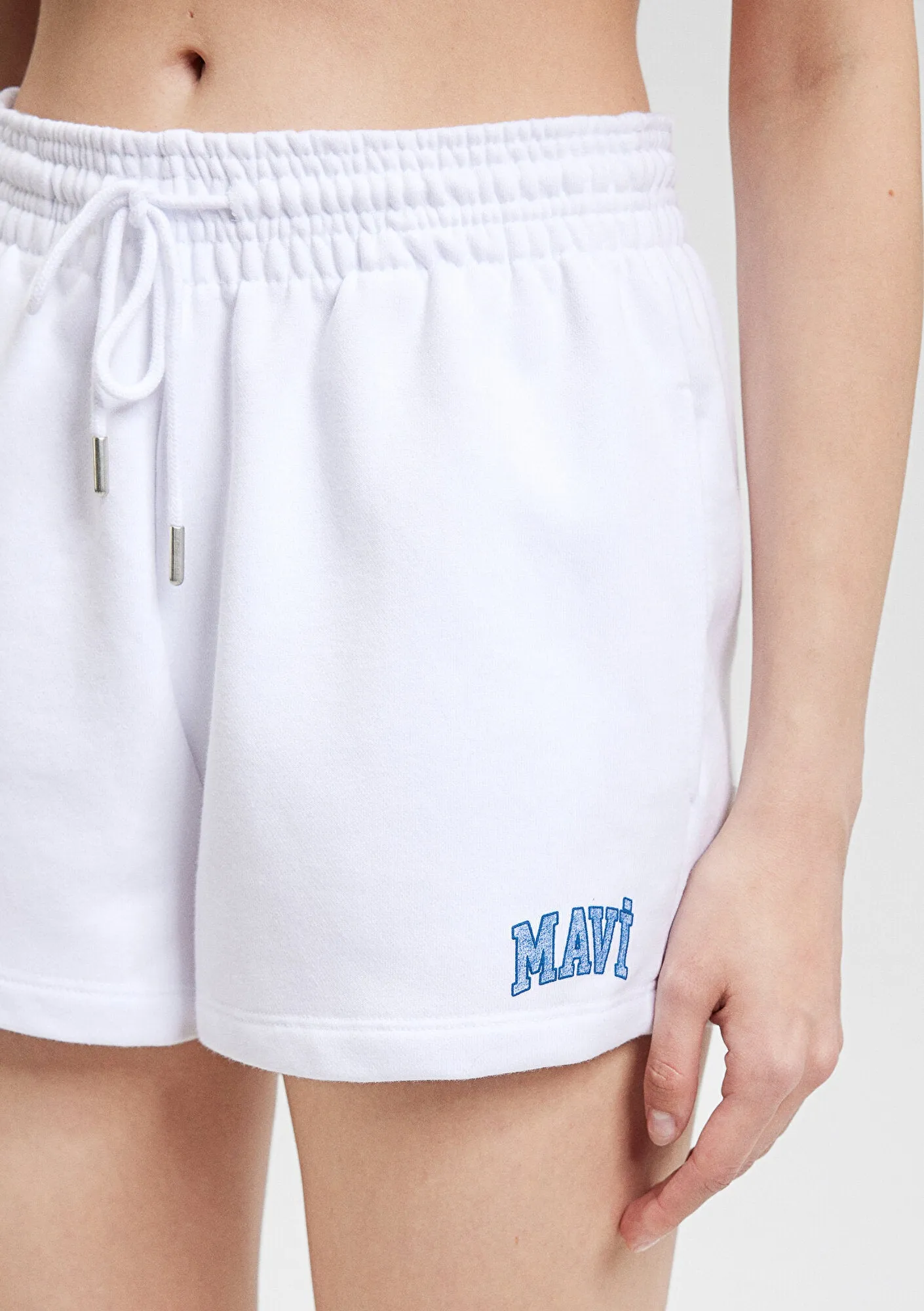 Mavi Logo Printed White Shorts