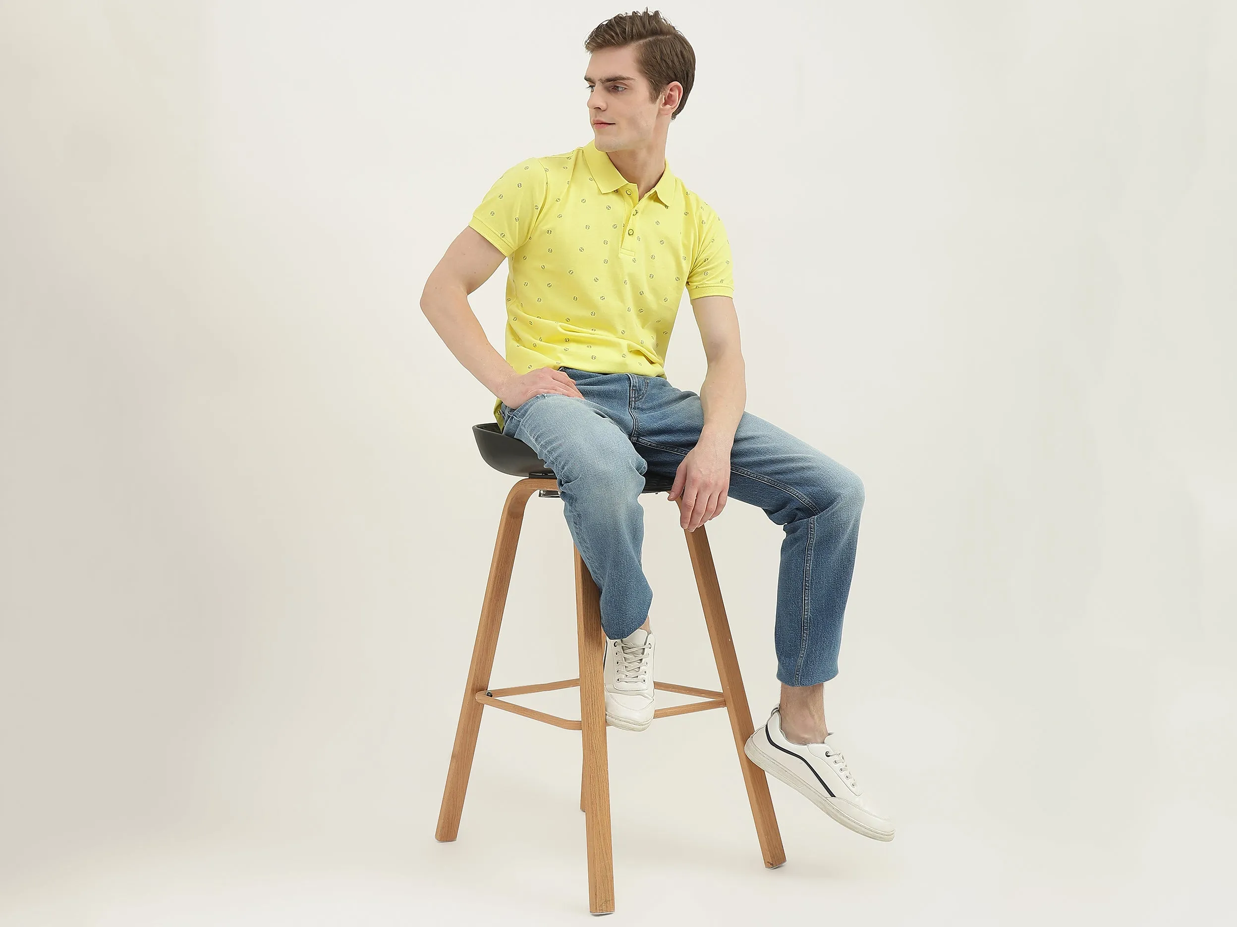 Men Printed Polo Collar T-Shirt