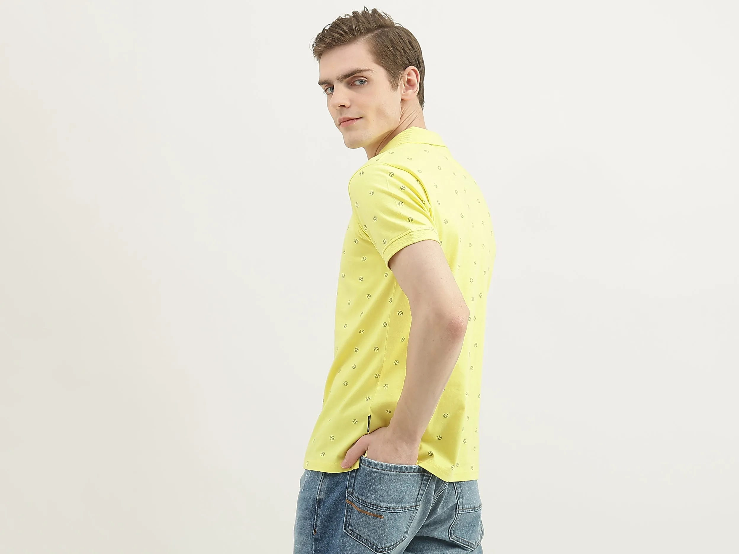 Men Printed Polo Collar T-Shirt