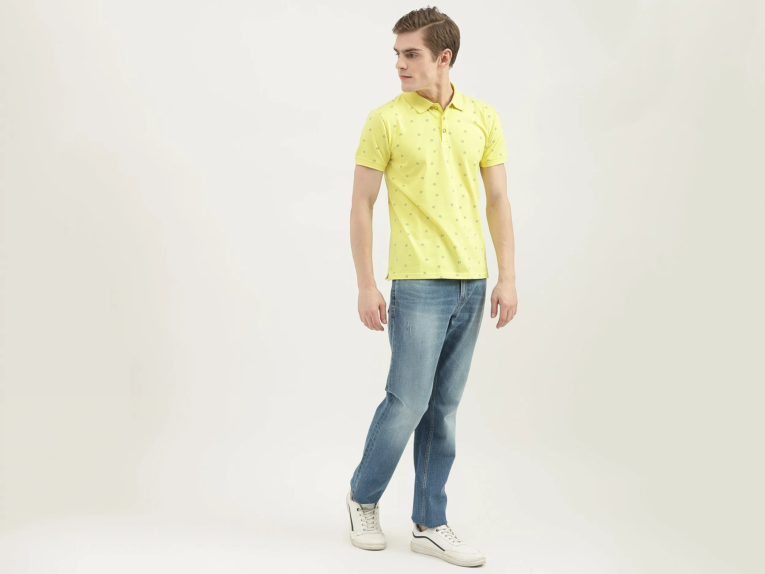 Men Printed Polo Collar T-Shirt
