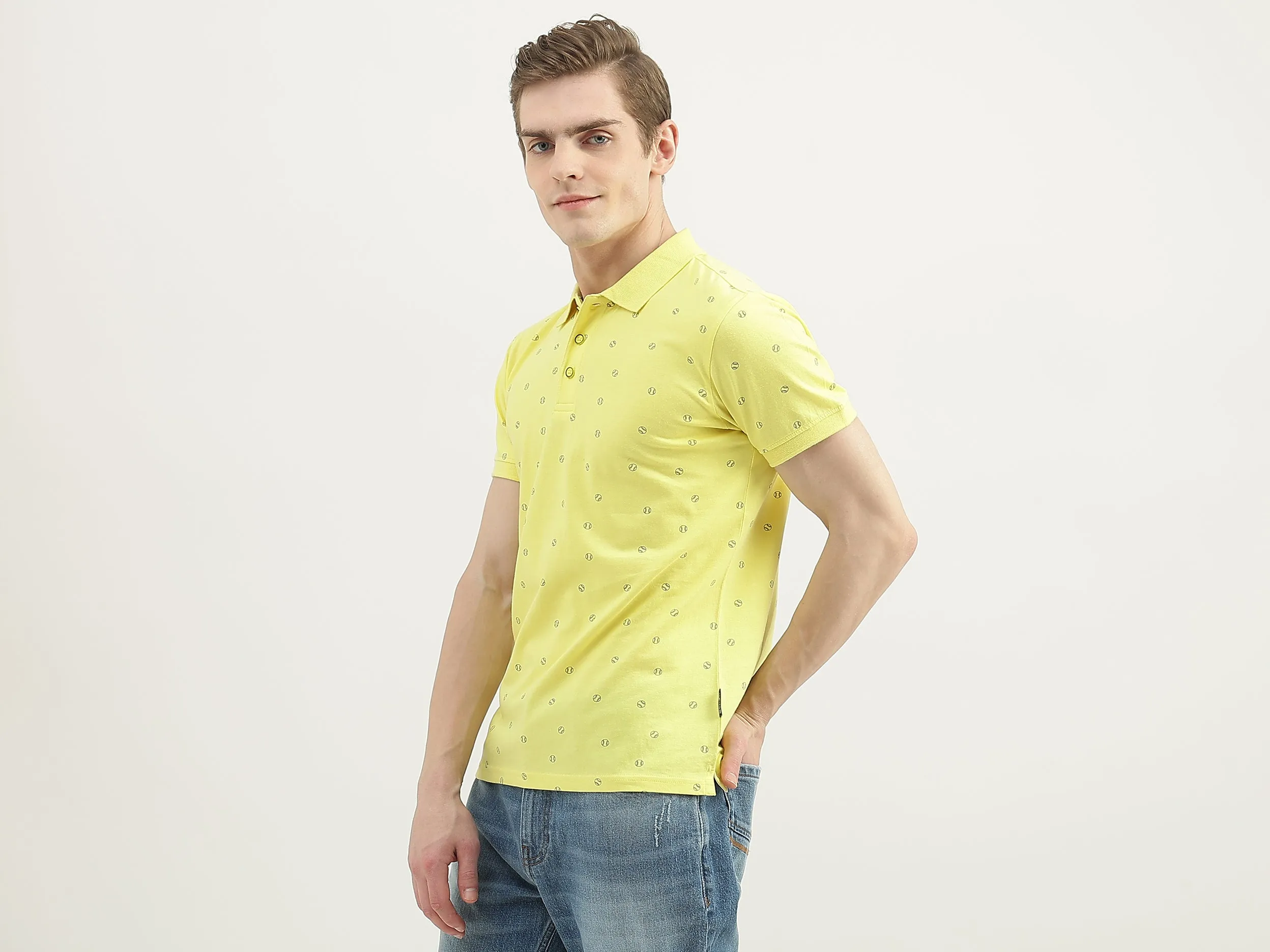 Men Printed Polo Collar T-Shirt