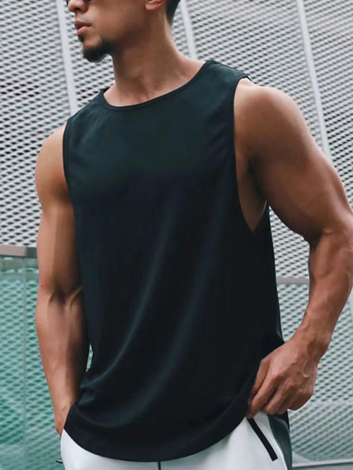 Men Solid Sports Tank Top