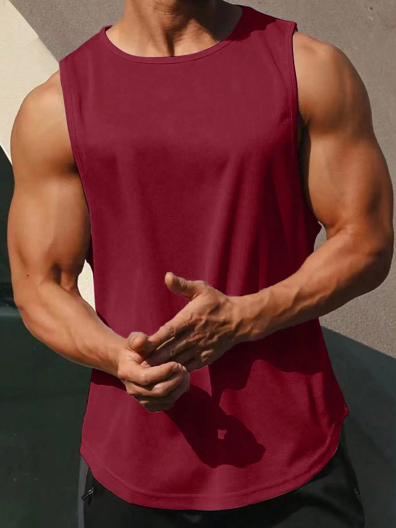 Men Solid Sports Tank Top