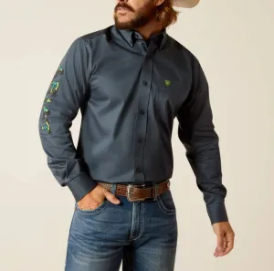 Men’s Ariat Dark Grey Team Logo Twill Fitted Shirt