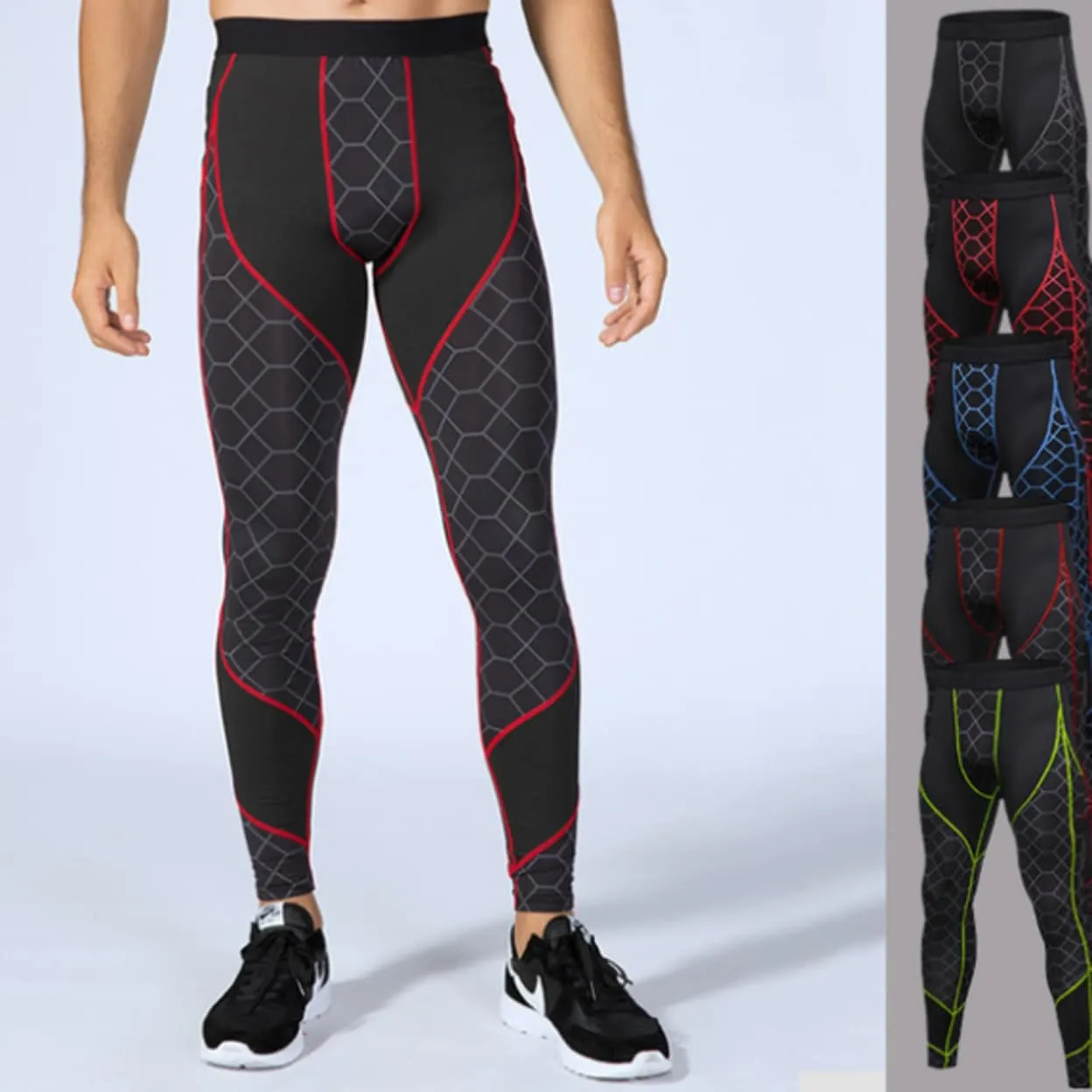 Men's Compression Pants Baselayer Cool Dry Sports Tights Leggings - 01 - XS