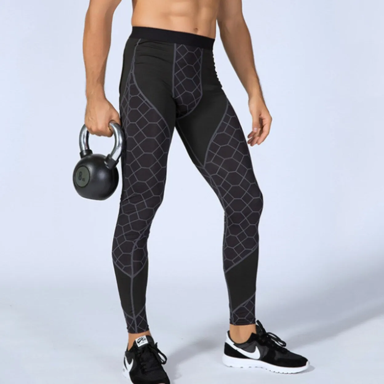 Men's Compression Pants Baselayer Cool Dry Sports Tights Leggings - 01 - XS