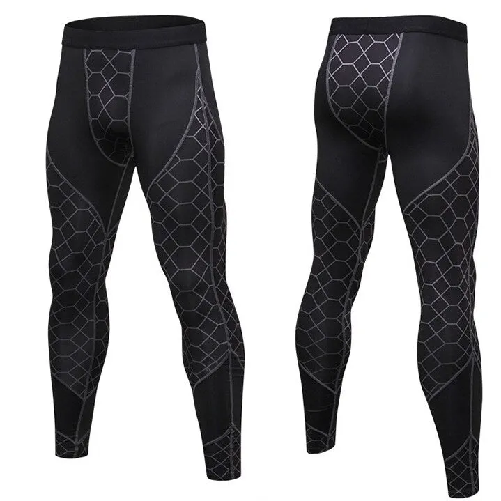 Men's Compression Pants Baselayer Cool Dry Sports Tights Leggings - 01 - XS