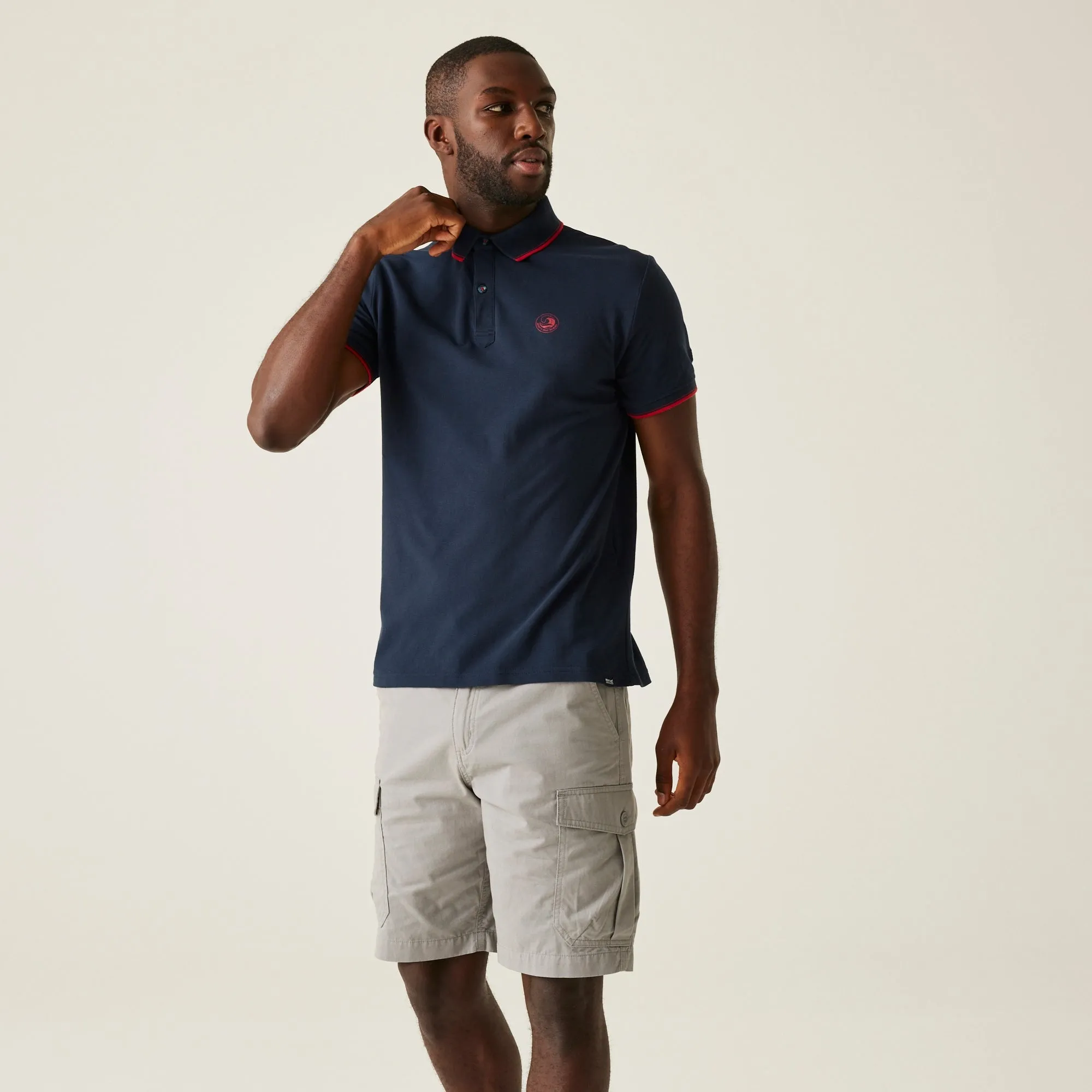 Men's Tadeo II Polo Shirt | Navy Poppy Red Tipping