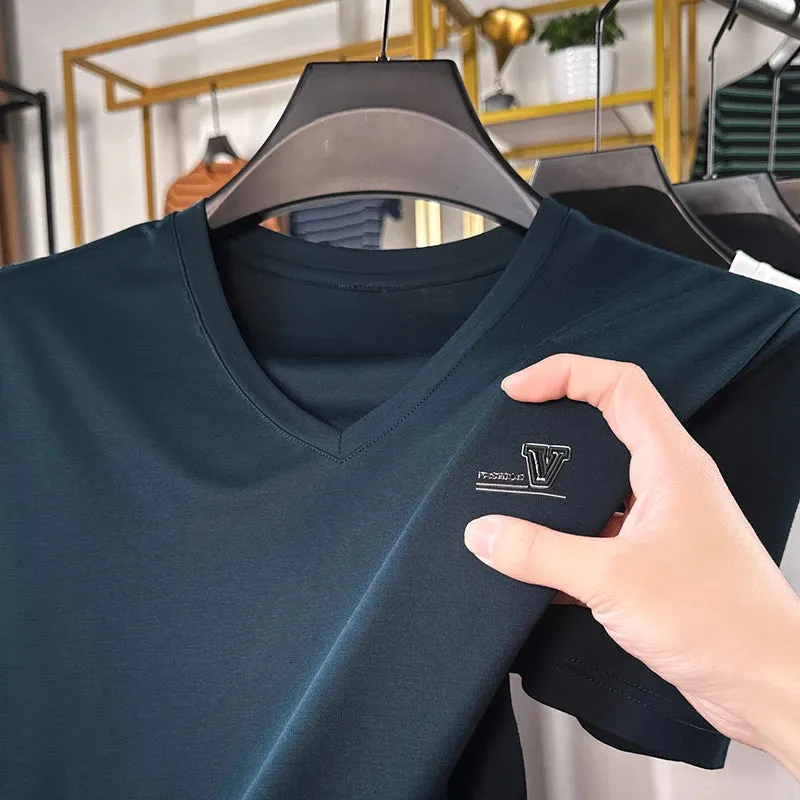 Men's V-Neck T-Shirts Street Style