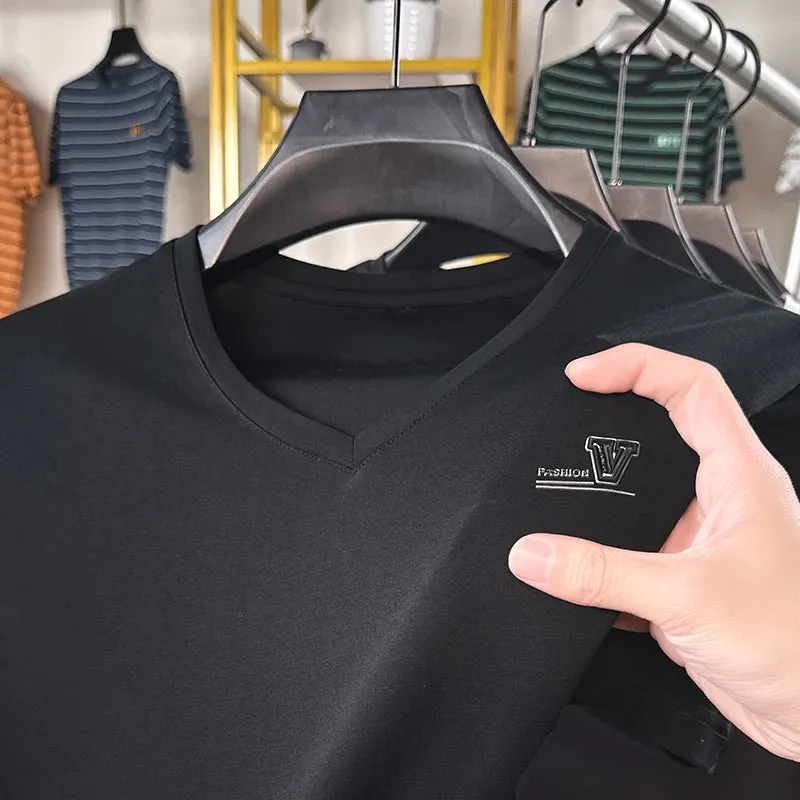 Men's V-Neck T-Shirts Street Style