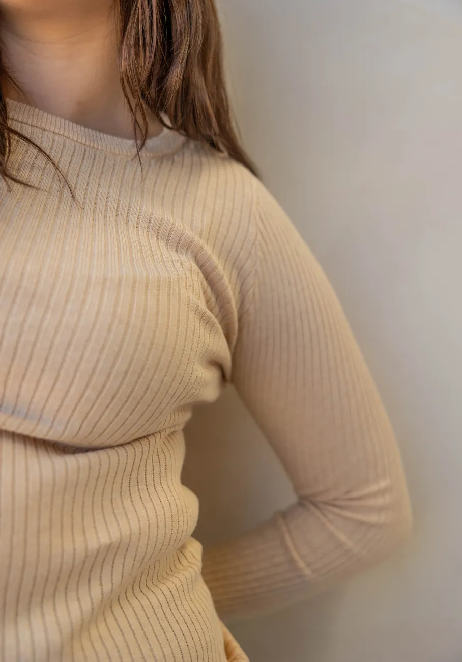 Miann & Co Womens - Paige Round Neck Long Sleeve Top - Truffle