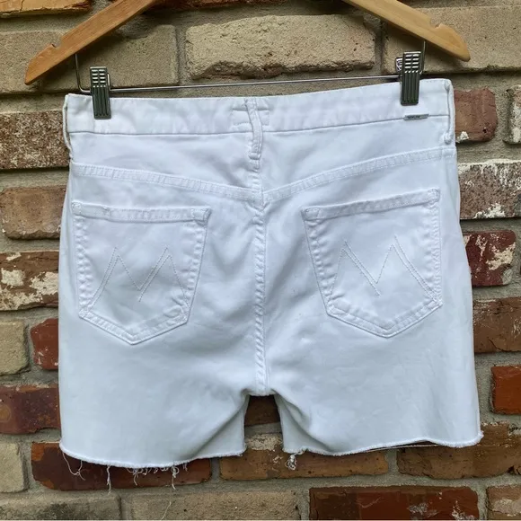 MOTHER White High Waist Cuttoff Jean Shorts—29