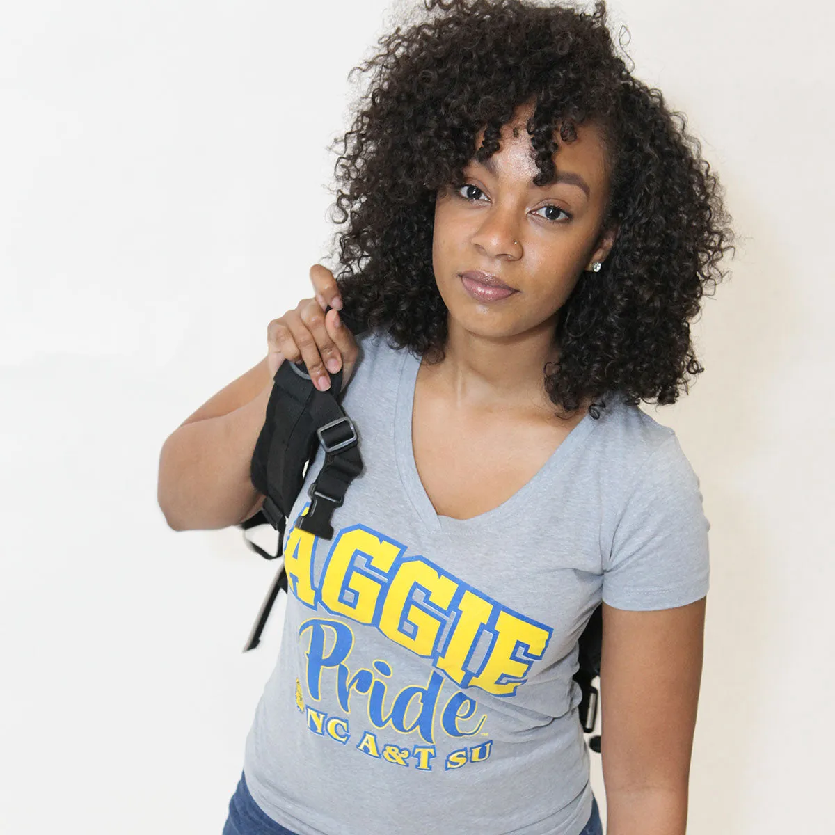 NC A&T AGGIE | PRIDE Gray V Neck Ladies Tees (Z)