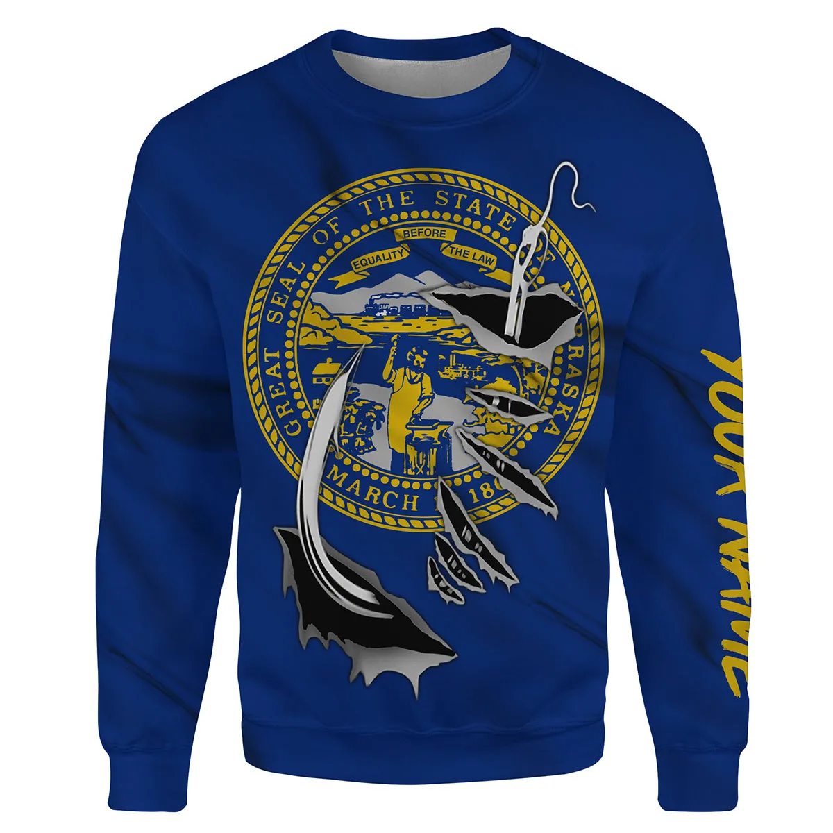 Nebraska Flag Fishing Fish hook Custom All over print Sweatshirt, patriotic Fishing Shirts - HPW336