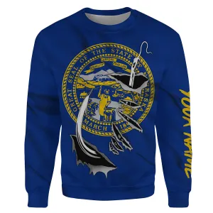 Nebraska Flag Fishing Fish hook Custom All over print Sweatshirt, patriotic Fishing Shirts - HPW336